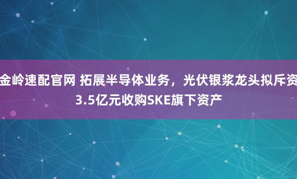 金岭速配官网 拓展半导体业务，光伏银浆龙头拟斥资3.5亿元收购SKE旗下资产